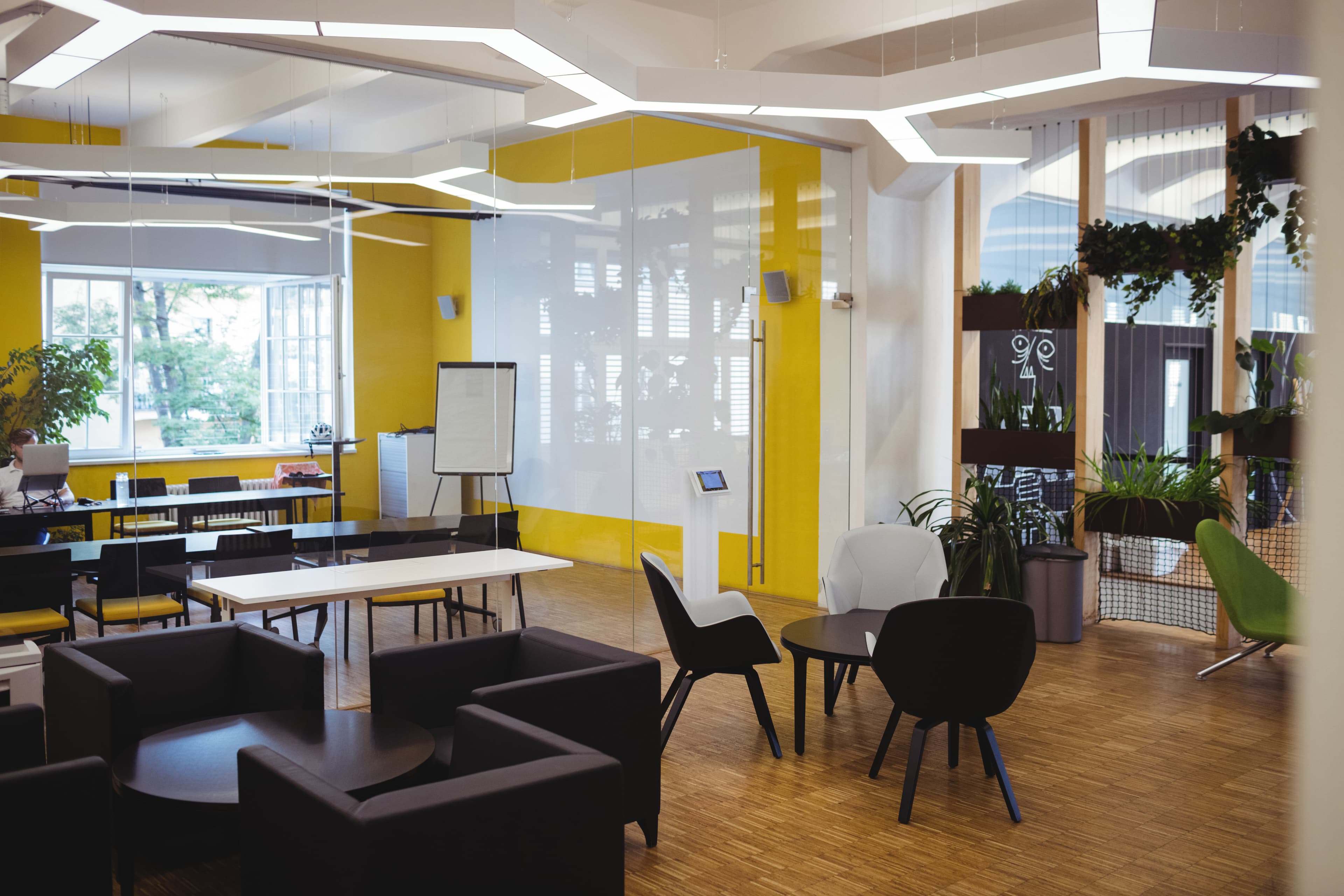 Office spaces requiring durable, easy-to-maintain surfaces